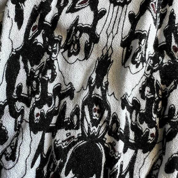 Skulls & spiders, drawstring neck, elastic sleeves women’s top, women's size XS - Picture 4 of 12